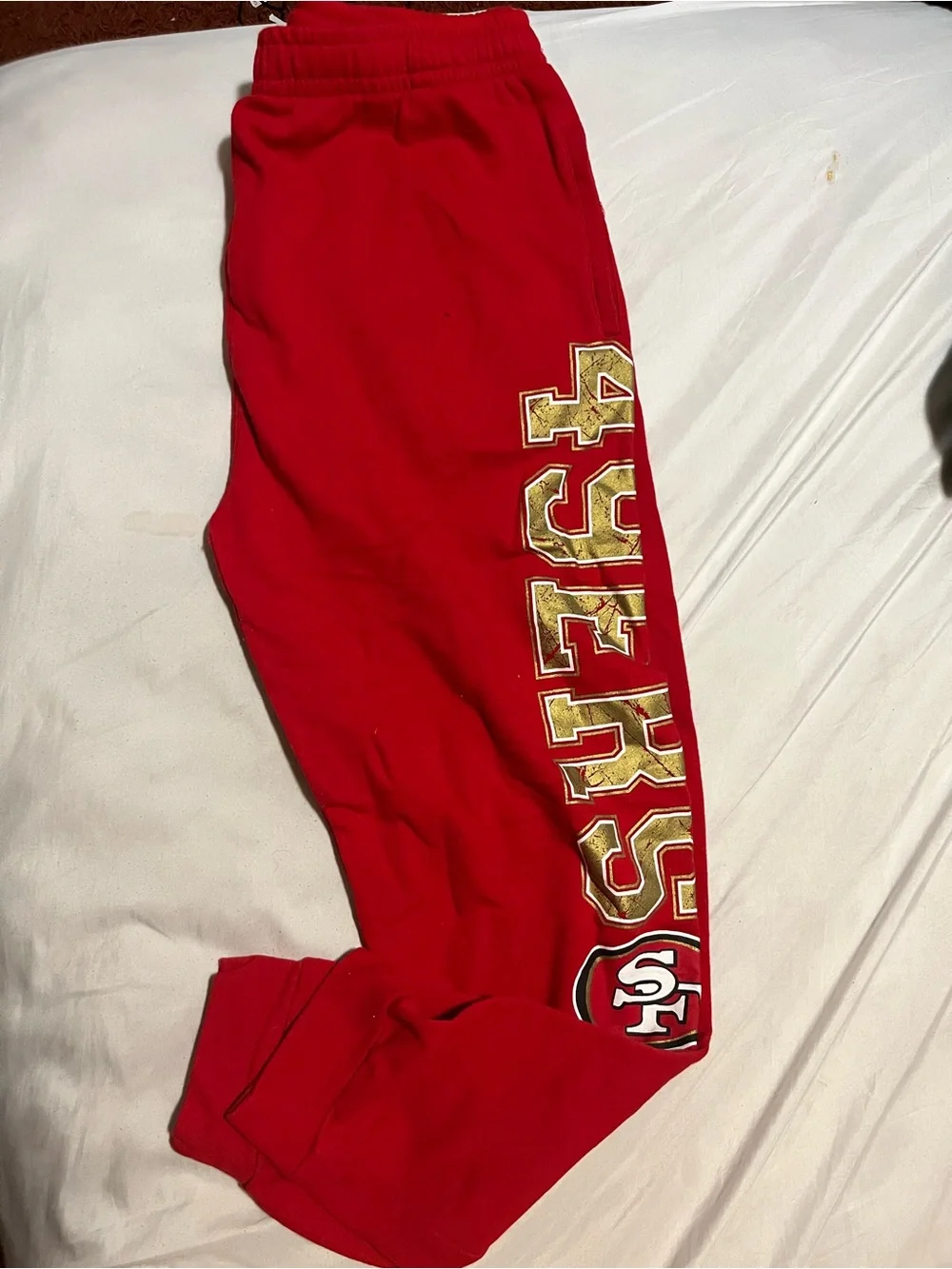 NFL Red Sweatpants with Gold San Francisco 49ers Logo-new